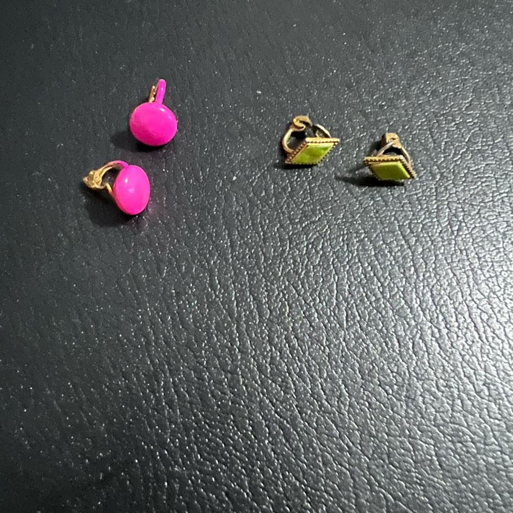 Two pair vintage neon enamel earrings